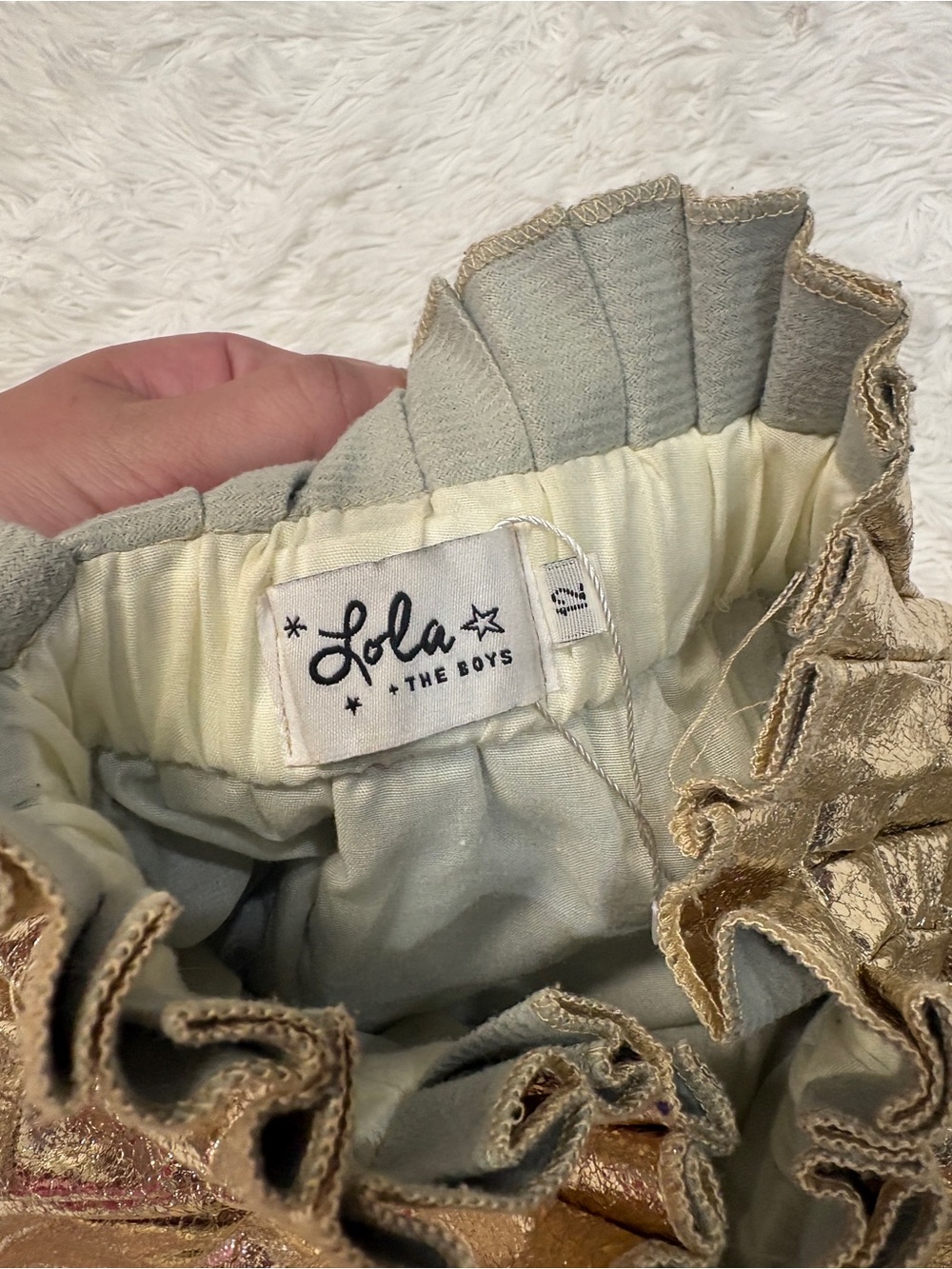 Lola + The Boys Foil Pleated Skirt Gold - Picture 3 of 4
